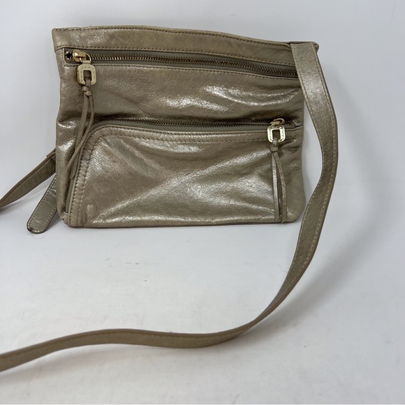 HOBO International Cassie Distressed Metallic Leather Crossbody Bag Purse Casual - Picture 4 of 10